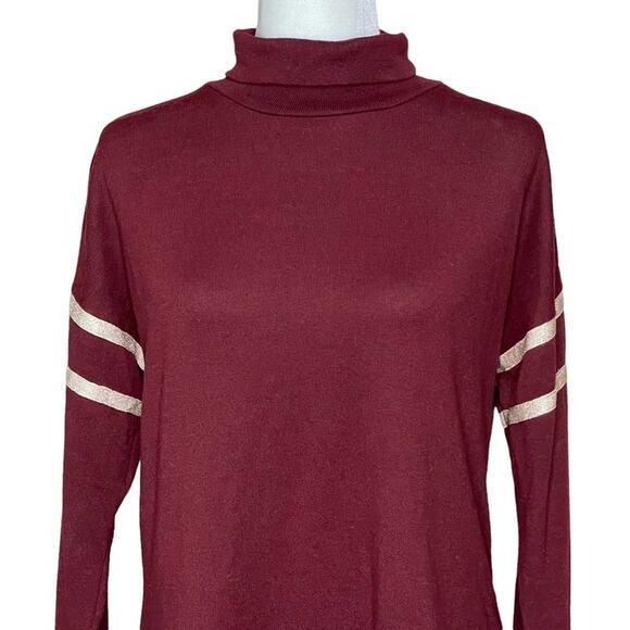 Laundry by Shelli Segal Maroon Lightweight Knit Sweater Top Varsity Style Size M - Picture 3 of 11